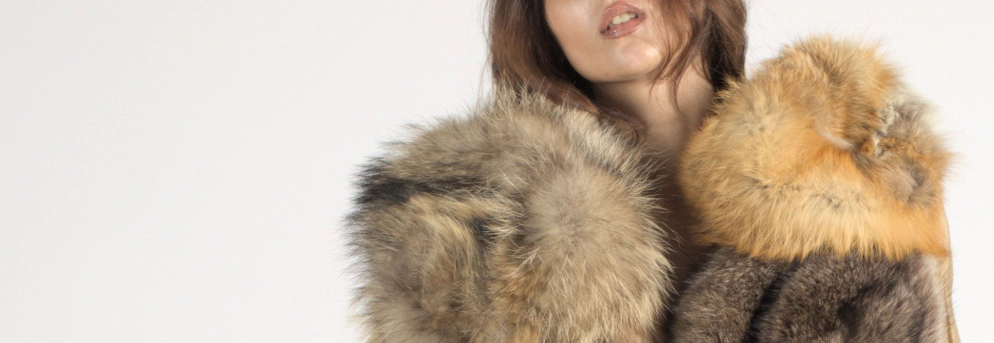 Upcycled fur coat from vintage hats, close-up view.